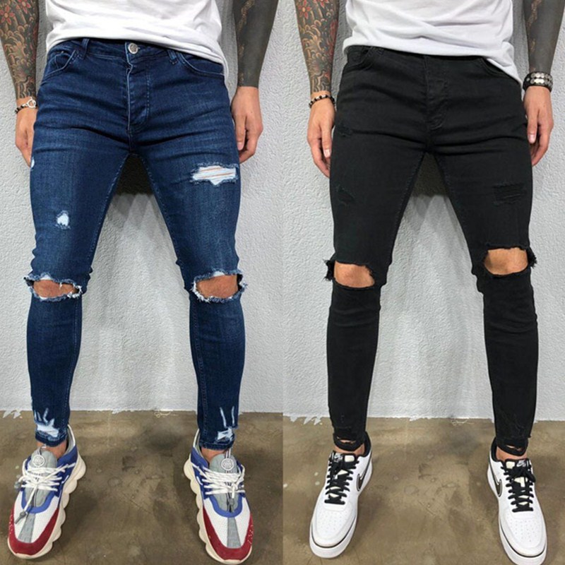 Elástico hombres vaqueros Skinny 2021 Color sólido pantalones